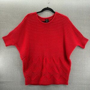 Worthington Women’s Oversized Crewneck Red Dolman Sleeve Knit Sweater Size‎ M